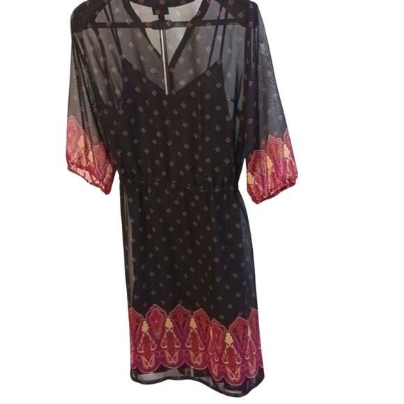 Mossimo Exotic Dress Womens Plus Sz XXL Black Red w Camisole Bohemian Semi Sheer - Picture 10 of 10